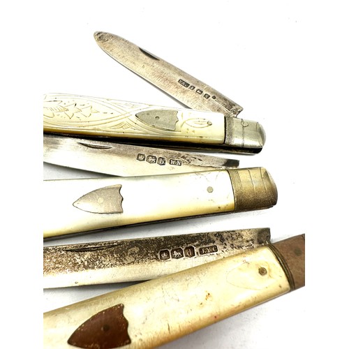 44 - 3 x antique silver mop fruit knives