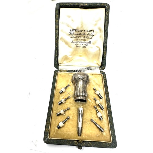 50 - Boxed antique french silver parasol handle and spoke ends