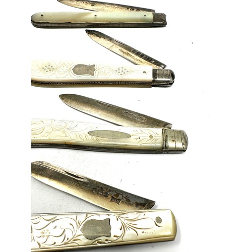 45 - 4 x Antique silver fruit knives