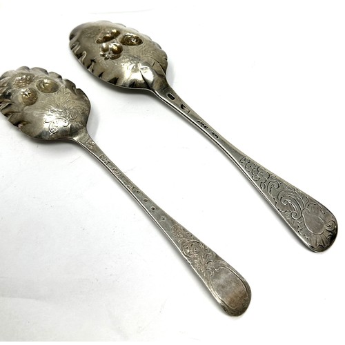 14 - 2 x georgian silver berry spoons