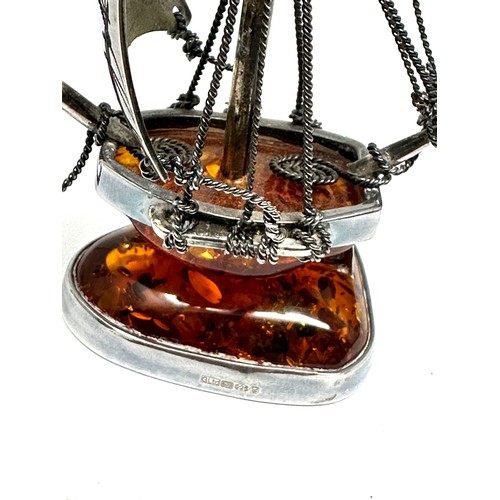 1 - miniature silver & amber  sailing boat