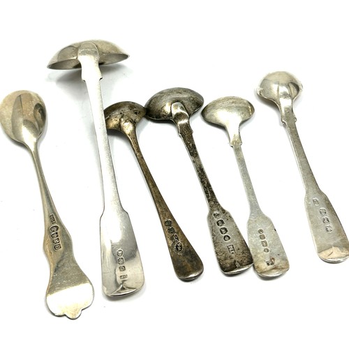 29 - 6 antique silver condiment spoons & ladle