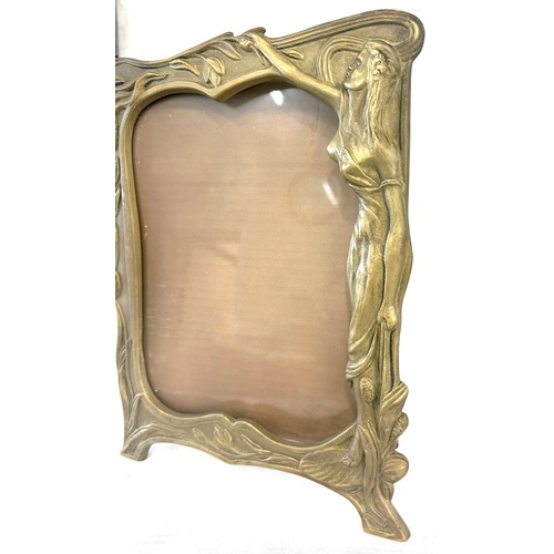 54 - Vintage decorative lady figurine brass photo frame, approximate measurements: 12 x 9 inches