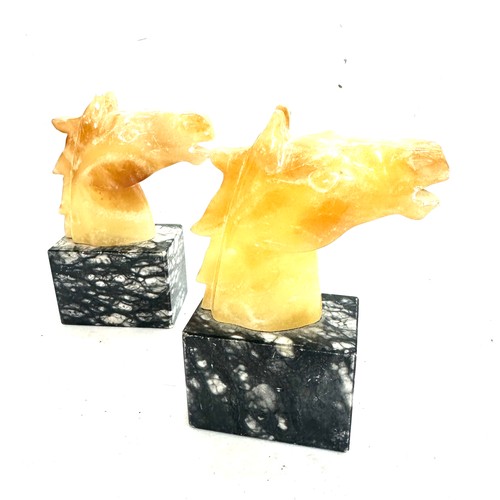 394 - Pair of vintage Italian marble base horse figures, approximate height 5.5 inches tall