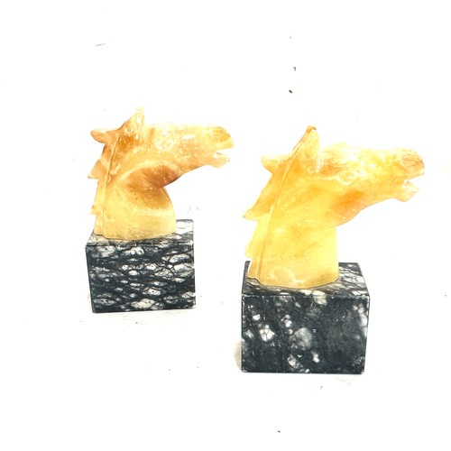 394 - Pair of vintage Italian marble base horse figures, approximate height 5.5 inches tall