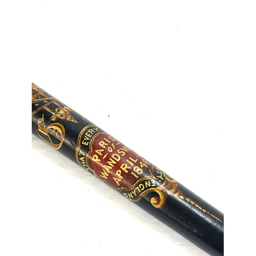 535 - Antique police truncheon marked parish of Wandsworth April 10th 1848, approximate length 47cm