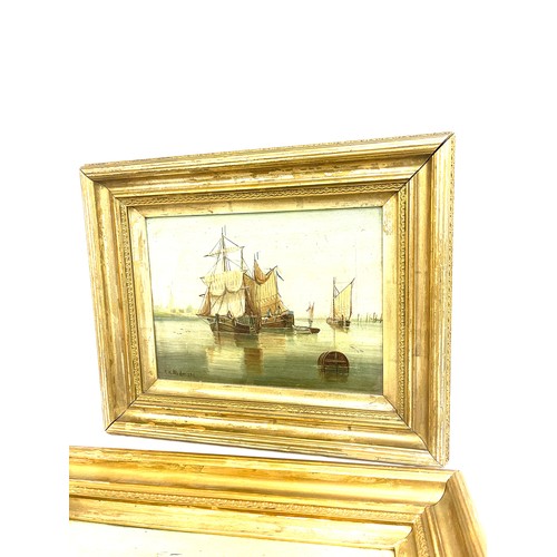 38 - Pair Victorian 19th century oil on canvas paintings with boat scenes signed Edward King Redmore (182... 