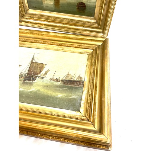 38 - Pair Victorian 19th century oil on canvas paintings with boat scenes signed Edward King Redmore (182... 