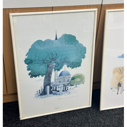 28 - 3 Framed Paul Hogarth prints largest measures 12 inches wide 15 inches tall