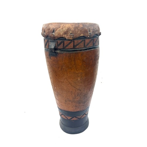 257 - Vintage African drum measures approx 17 inches tall