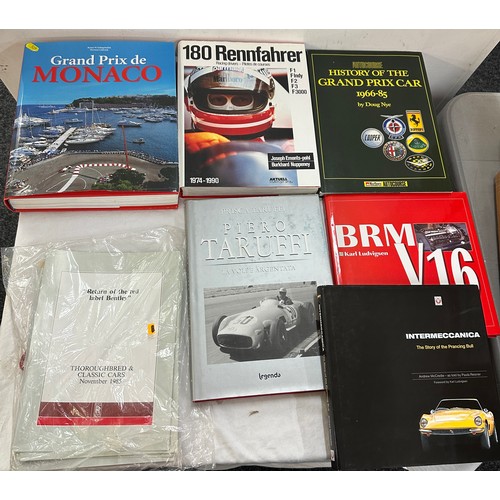 163 - Selection of motoring and motor racing books to include Grand Prix, the turbo years, james hunt jens... 