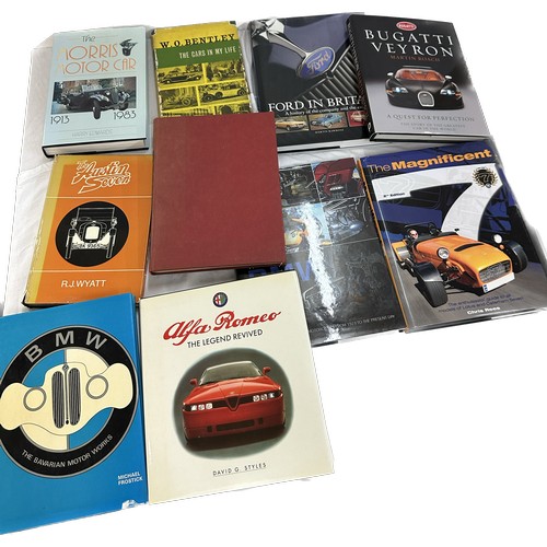 174 - Selection of motoring and motor racing books to include MG Log, The works, A-Z of british coach buil... 