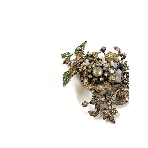 366 - Museum quality large 19th century Turkish ottoman rose cut diamond, enamel, yellow gold and silver a... 