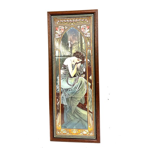 23 - Art deco style three tile picture, approximate measurements: 20 inches wide by 8 inches tall