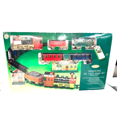 56 - Die cast battery operated train set with remote control, boxed, untested