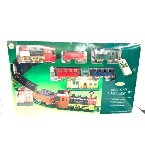 56 - Die cast battery operated train set with remote control, boxed, untested