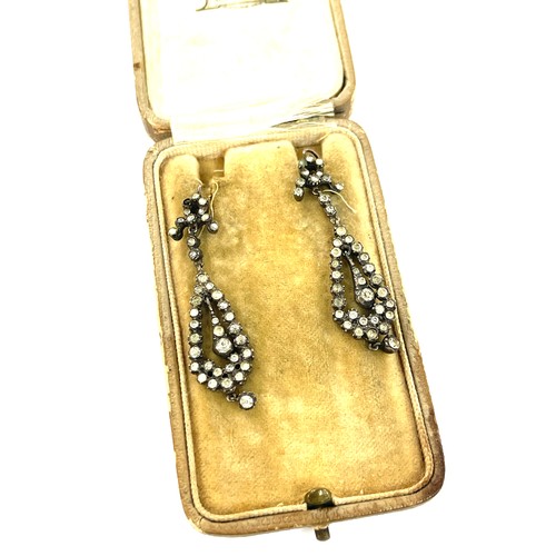 494 - Antique silver paste drop earrings in fitted case drop approximately 5cm