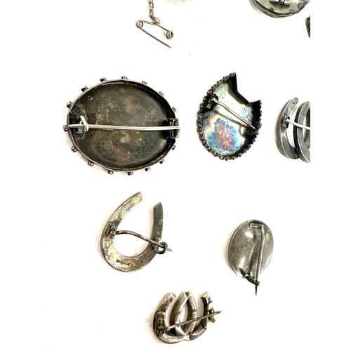 475 - Assorted antique silver victorian brooches 9 in total weight 37grams