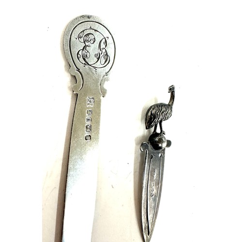 454 - Two antique sterling silver bookmarks