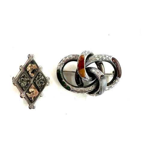 451 - Two antique victorian scottish white metal brooches possibly silver, length of the largest approxima... 