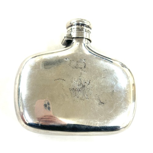 510 - Victorian sterling silver hip flask hallmarks London 1882 makers mark S.M weight 117 grams