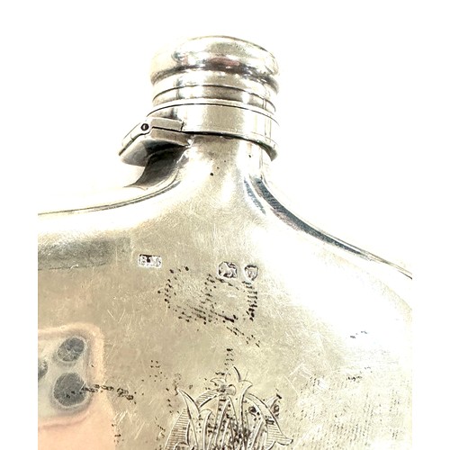 510 - Victorian sterling silver hip flask hallmarks London 1882 makers mark S.M weight 117 grams