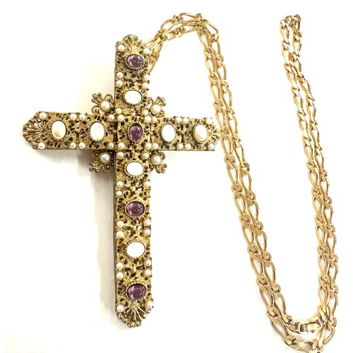 489 - Very large butler and wilson crucifix cross set with paste stones, cross length 13cm, pendant/ neckl... 