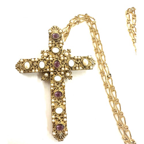 489 - Very large butler and wilson crucifix cross set with paste stones, cross length 13cm, pendant/ neckl... 