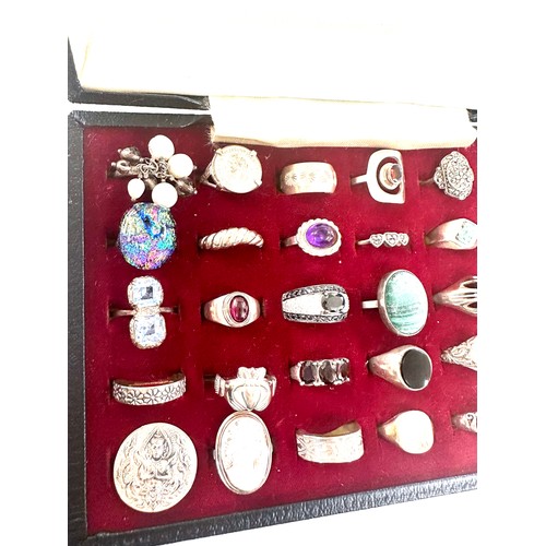 498 - Collection of sterling silver vintage rings, 30 in total weight 130grams in ring display box