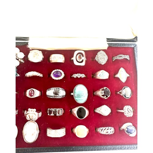 498 - Collection of sterling silver vintage rings, 30 in total weight 130grams in ring display box