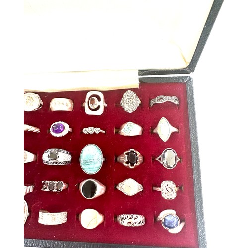 498 - Collection of sterling silver vintage rings, 30 in total weight 130grams in ring display box