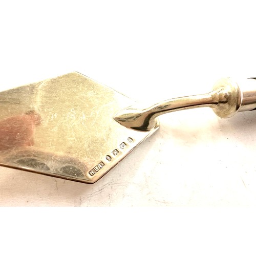 507 - Victorian sterling silver trowel hallmarks Birmingham 1884 along with makers mark H.Brs length 15cm ... 