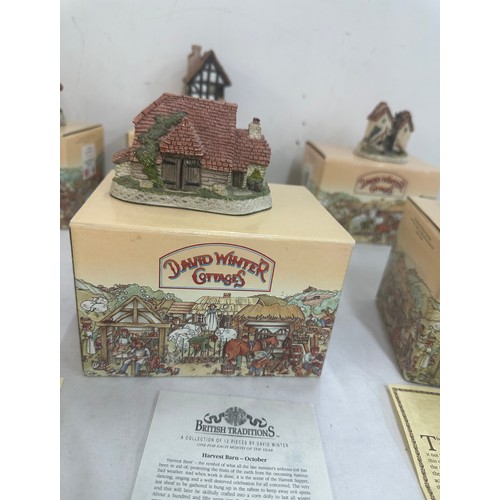 122 - Selection of David Winter cottages all boxed  to include Britian's traditions, some with COA