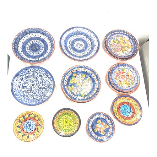 27 - Large selection of Planaria Jose Cartaxo hand painted clay terracotta plates