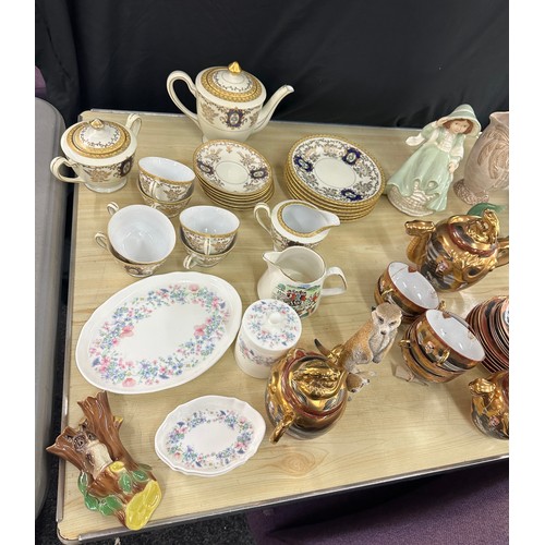 186 - Large selection of miscellaneous items includes part oriental tea service, Caithness glass, lady fig... 