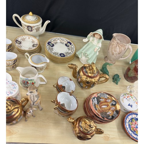 186 - Large selection of miscellaneous items includes part oriental tea service, Caithness glass, lady fig... 