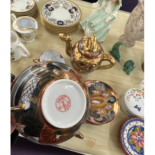 186 - Large selection of miscellaneous items includes part oriental tea service, Caithness glass, lady fig... 