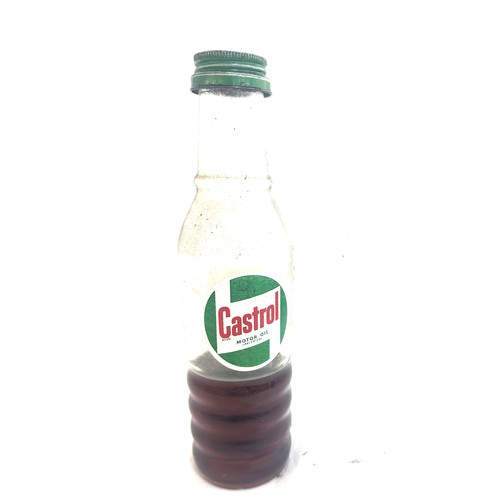 16 - Vintage Castrol oil glass bottle and contents