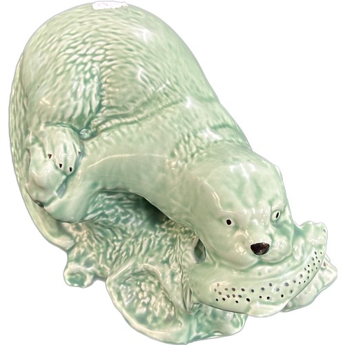 14 - Green Sylvac otter, 7 inches tall by 9 inches wide