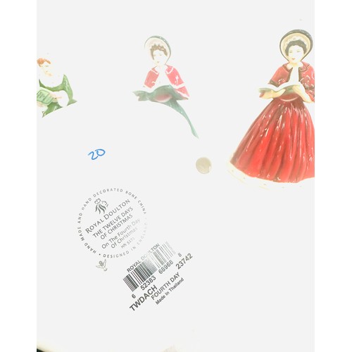 5 - 4 Boxed Royal Doulton days of christmas figures includes the First day, Fourth Day, 7th day and 9th ... 