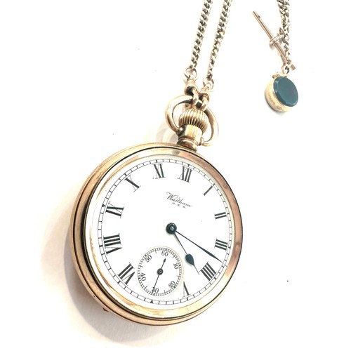 432 - Vintage Dennison cased Waltham full hunter pocket watch, untested with a 9ct gold Albert chain, tota... 