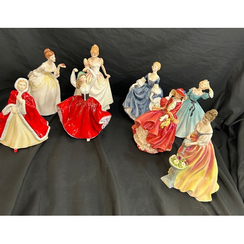 17 - Large selection of Royal Doulton Lady figures includes Alexandra, Top O The Hill, Hilary, Celest, Ra... 