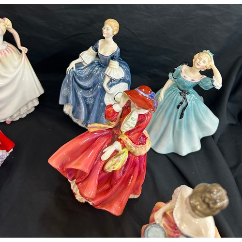 17 - Large selection of Royal Doulton Lady figures includes Alexandra, Top O The Hill, Hilary, Celest, Ra... 