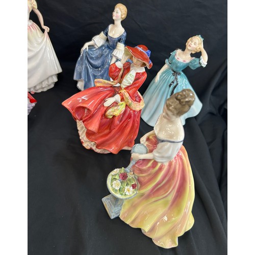 17 - Large selection of Royal Doulton Lady figures includes Alexandra, Top O The Hill, Hilary, Celest, Ra... 