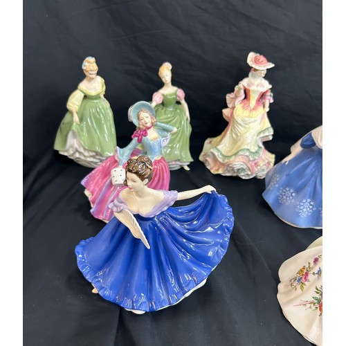 88 - Selection of Royal Doulton lady figures includes Rose, Elaine Fair lady etc