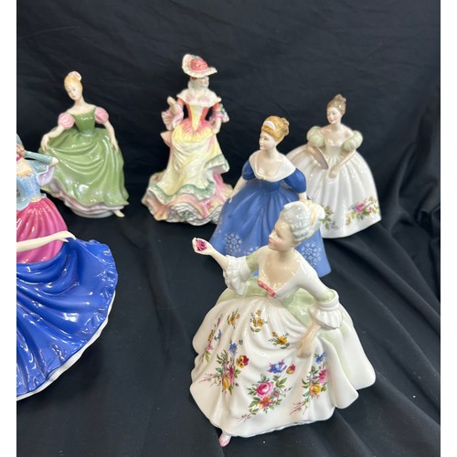 88 - Selection of Royal Doulton lady figures includes Rose, Elaine Fair lady etc