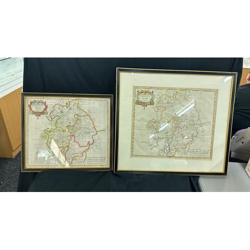 47 - Two framed maps of Warwick largest measures 22 inches high by 24 inches wide