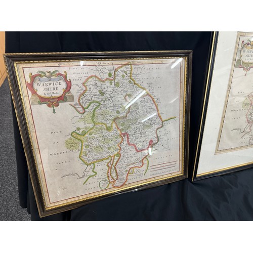 47 - Two framed maps of Warwick largest measures 22 inches high by 24 inches wide