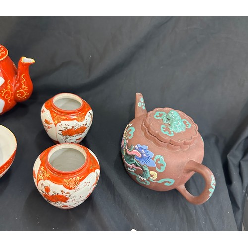 232 - Selection of oriental ware includes cloisonne plates, teapots etc