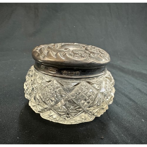 503 - Vintage scent bottle and a silver topped jar